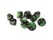 d10 Clamshell Gemini Black and Green with Gold (10)