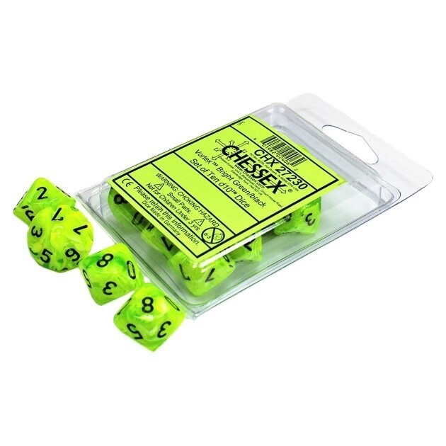 d10 Clamshell Vortex Bright Green with Black (10)