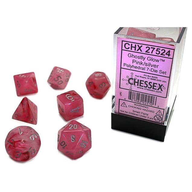 Ghostly Glow Polyhedral Pink/silver 7-Die Set
