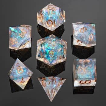 Captured Magic Hand Sanded Sharp Edge Resin Dice Set - Opal