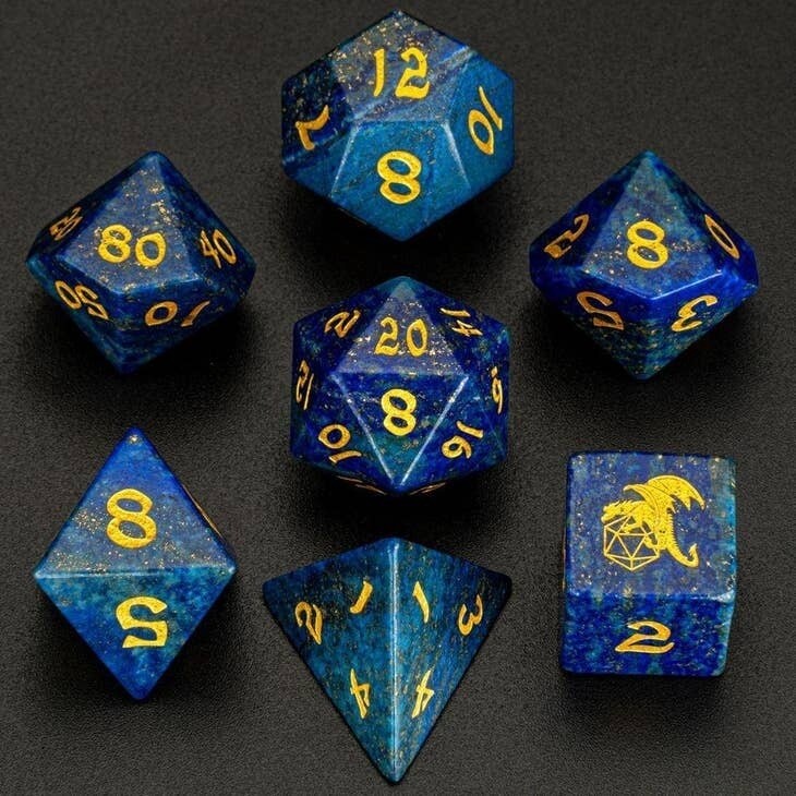 Dragon's Hoard Lapis Lazuli Stone Dice Set