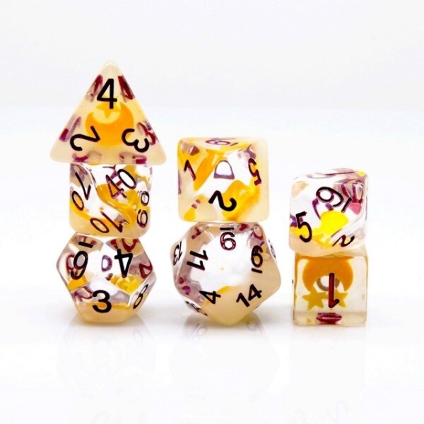 Glow In The Dark Moon and Star RPG Dice Set