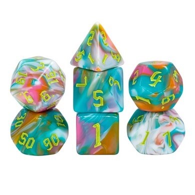 Teal Sunrise RPG Dice Set