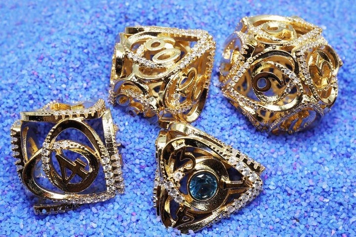 Hollow Hearts: Jeweled Gold - Metal RPG Dice Set