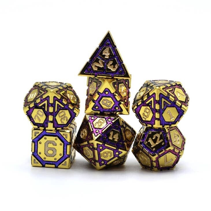 Star Map Gold w/ Purple - Solid Metal Dice Set