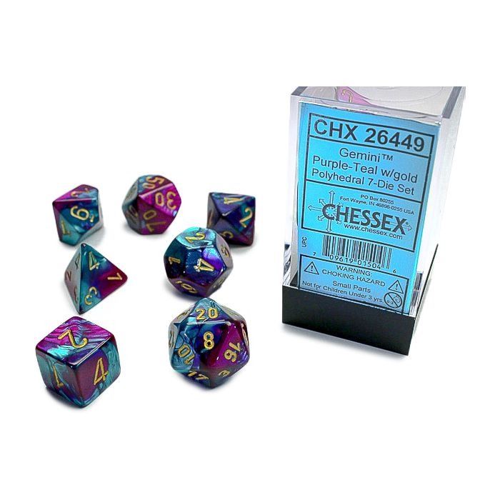 Gemini ® Polyhedral Purple-Teal/gold 7-Die Set