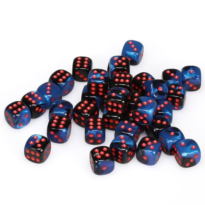 Gemini ® 12mm d6 Black-Starlight/red Dice Block (36 dice)