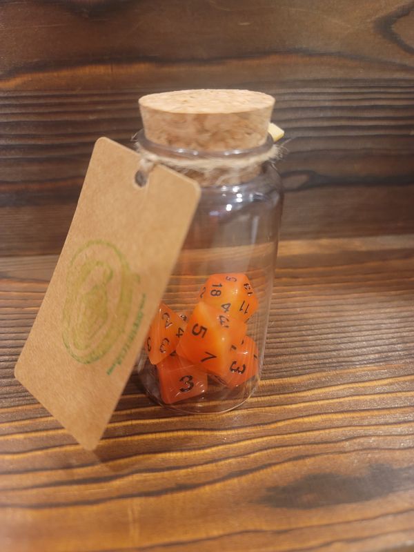 Cherry Sunrise - Glow in the Dark 7 Polyhedral Dice Set