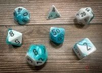 Gemini Teal-White/Black Polyhedral 7 Dice Set
