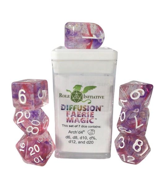 Faerie Magic Set of 7 Polyhedral Dice with Arch&#39;d4