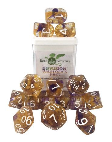 Warlock&#39;s Pact Set of 15 Polyhedral Dice with Arch&#39;d4