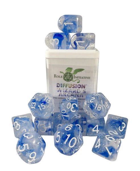 Wizard's Arcana Set of 15 Polyhedral Dice with Arch'd4