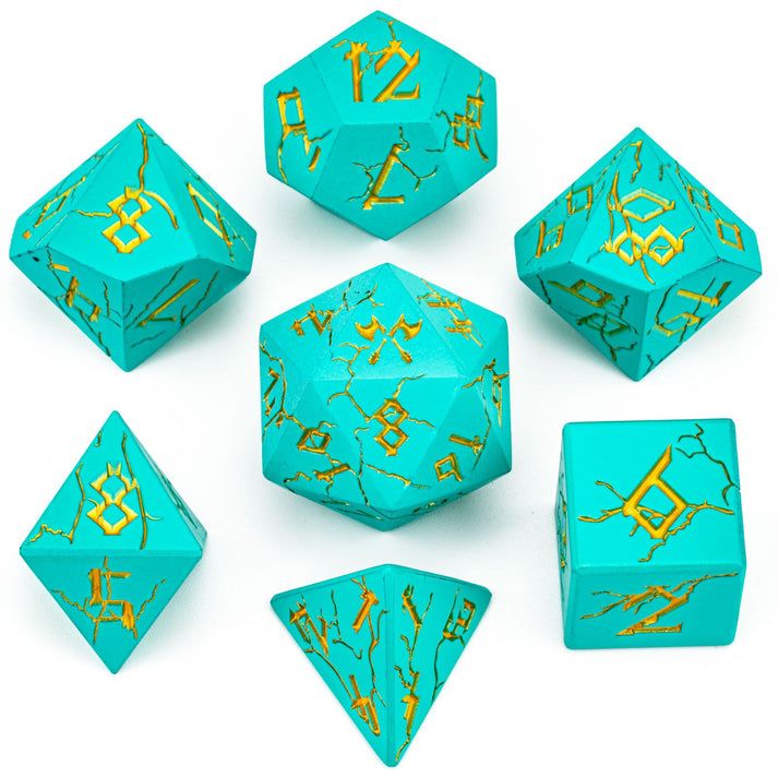 Turquoise with Gold Barbarian Dice Set