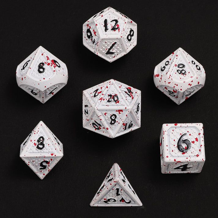 Solid Metal Behemoth Dice set - Blood Splatter