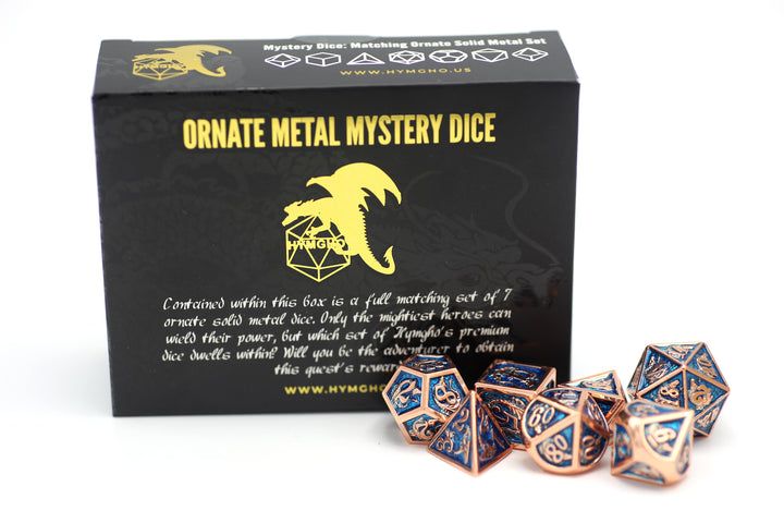 *Best seller* Mystery Set of 7 Matching Ornate Solid Metal Polyhedral RPG Dice