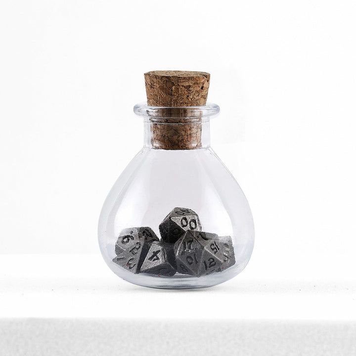 Unseelie Mini Metal RPG Dice Set - Ancient Silver