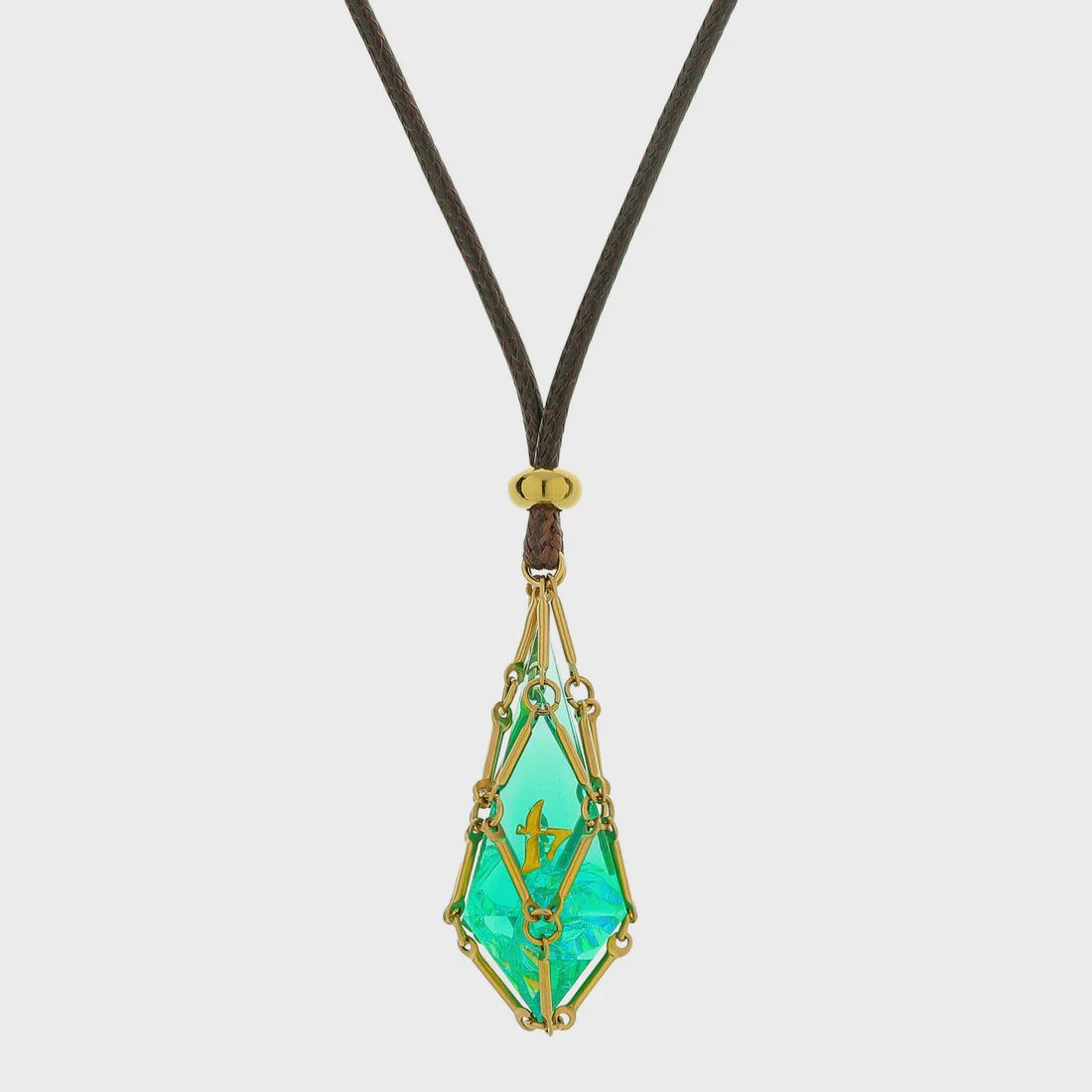 Mysticage Dice Chain Necklace with D4 - Brown Leather Chain