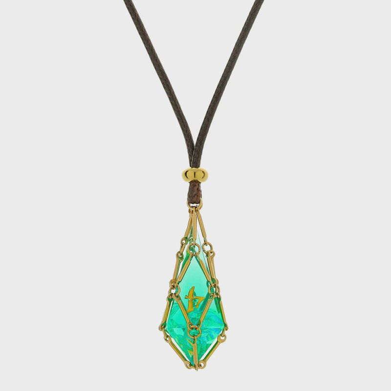 Mysticage Dice Chain Necklace with D4 - Brown Leather Chain