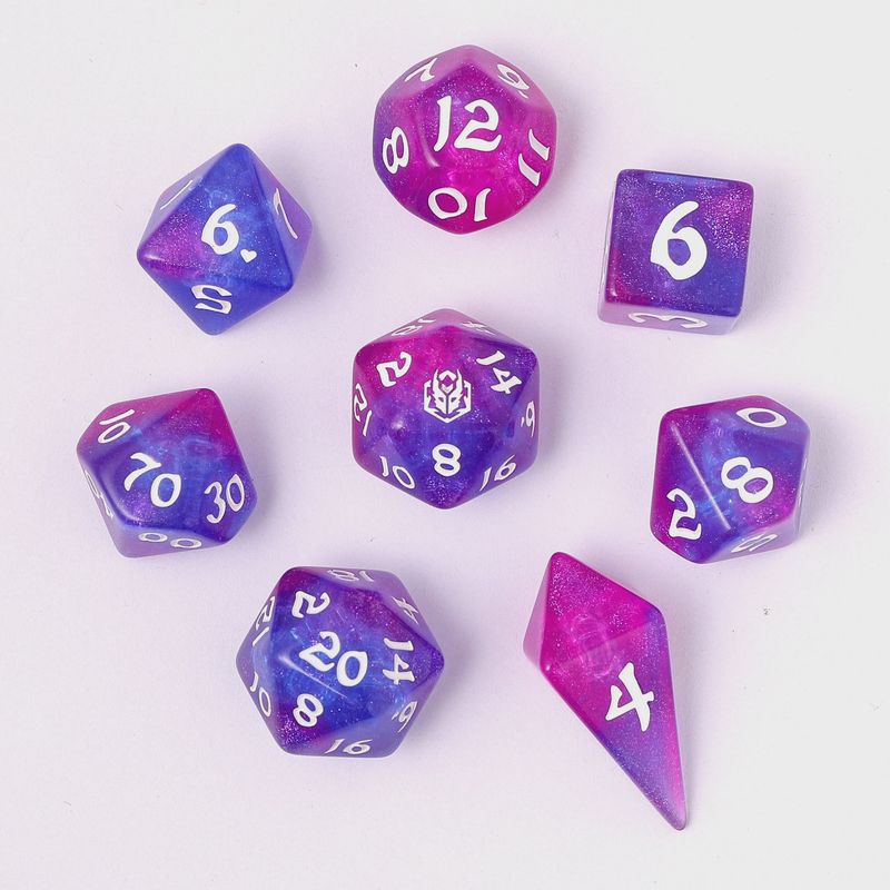Wyrmforged Rollers - Rounded Edge 8 Piece Polyhedral Dice set - Fairy Farts