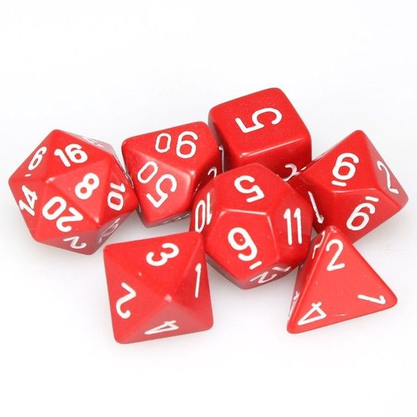 Opaque Polyhedral Red/white 7-Die Set