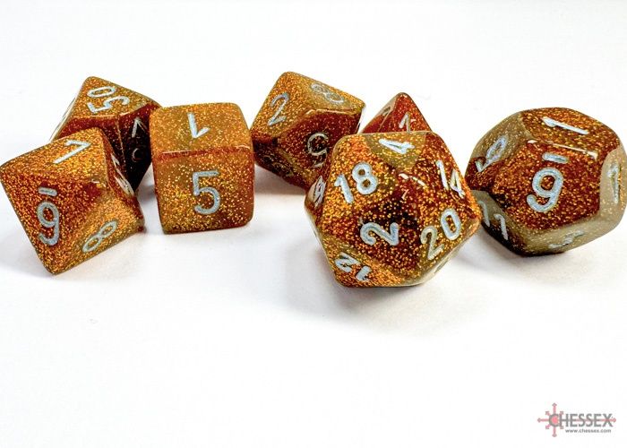 Glitter Polyhedral Gold/silver 7-Die Set