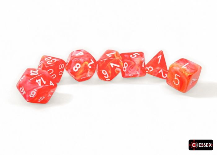 Festive Polyhedral Dahlia/white 7-die set