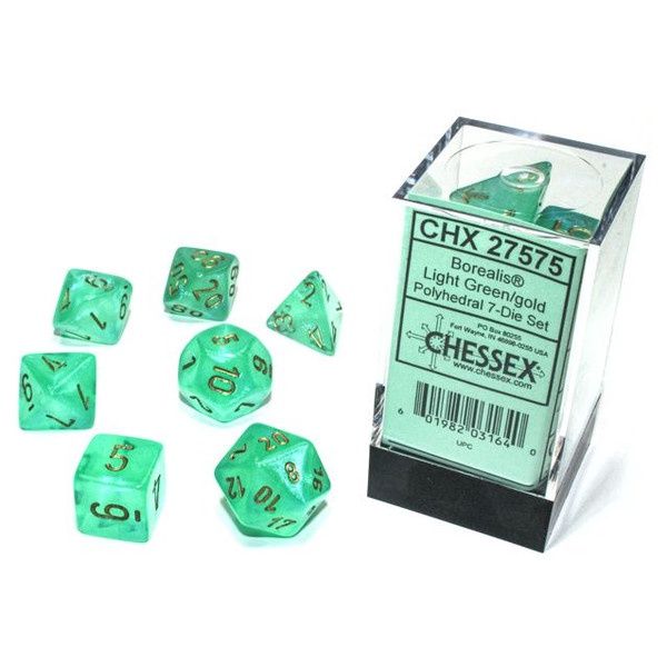 Borealis ® Polyhedral Light Green/gold Luminary 7-Die Set