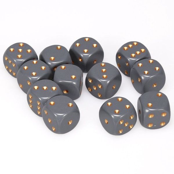 d6 Cube 16mm Opaque Dark Grey with Copper (12)
