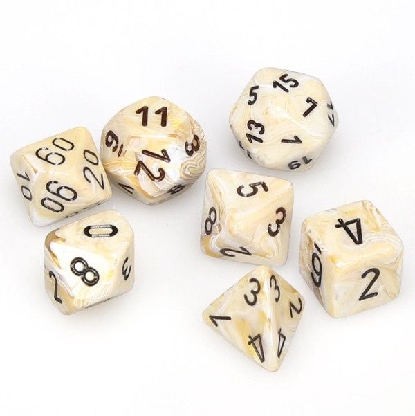 7-Set Cube Marble Ivory with Black
