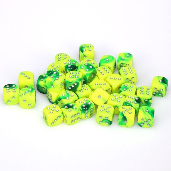 Gemini ® 12mm d6 Green-Yellow/silver Dice Block (36 dice)