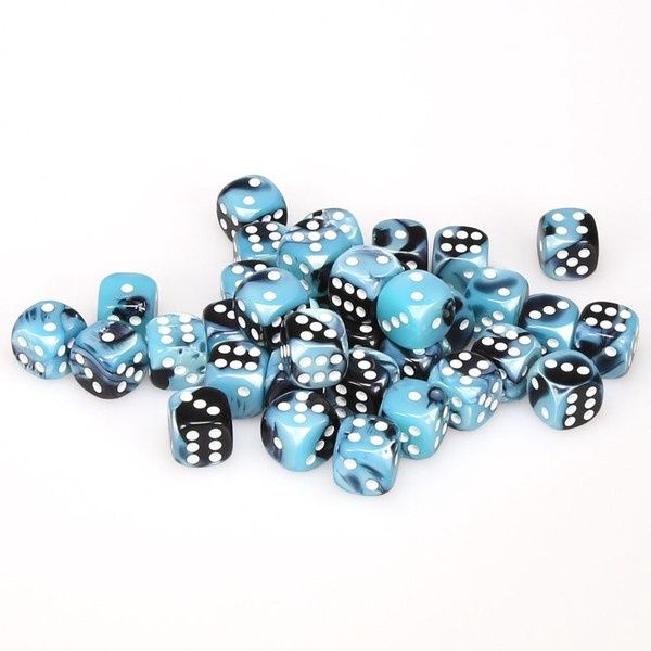 d6 Cube 12mm Gemini Black and Shell with White (12)