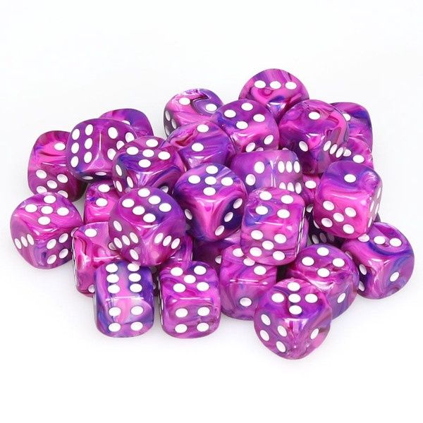 Festive 12mm d6 Violet/White Dice Block (36 dice)