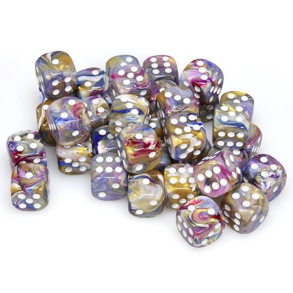 d6 Cube 12mm Festive Carousel with White (36)