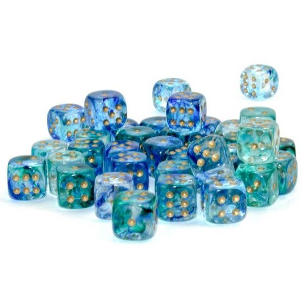 Nebula ® 12mm d6 Oceanic/gold Luminary Dice Block (36 dice)