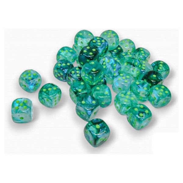 Borealis 12mm d6 Kelp with Light Green Dice Block (36 dice)