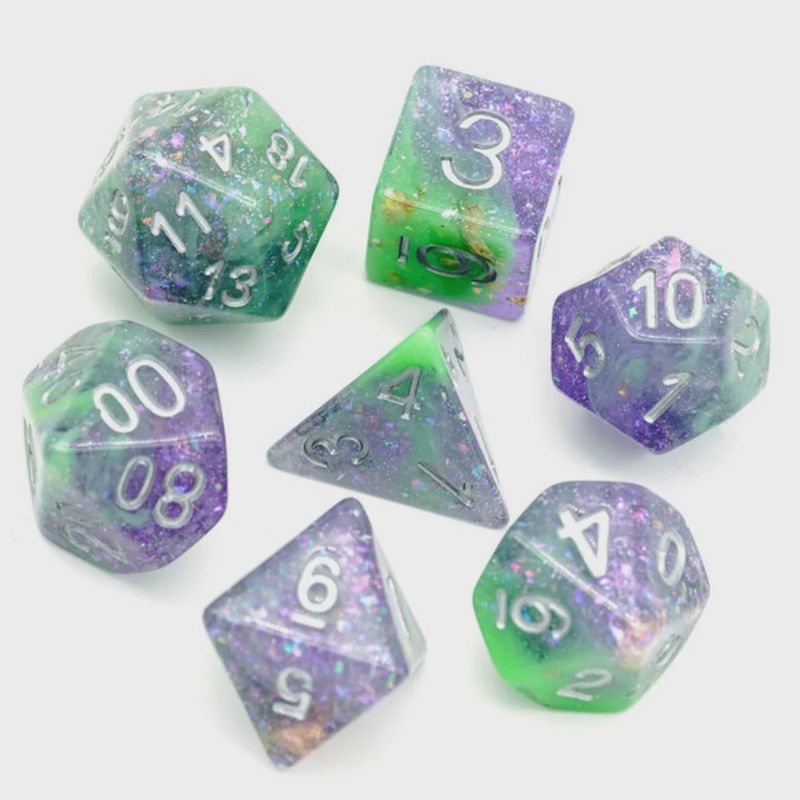 Green & Purple Seabed Treasure RPG Dice Set
