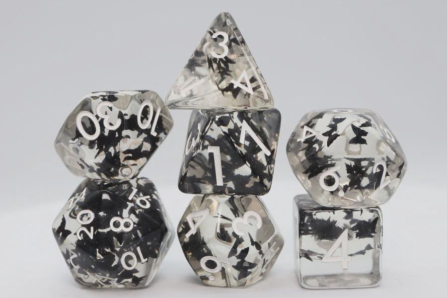 Butterfly Kiss - Black RPG Dice Set
