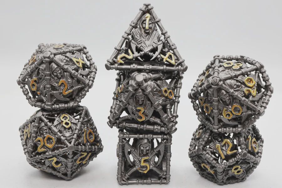 Grim Scythe: Grey - Metal RPG Dice Set