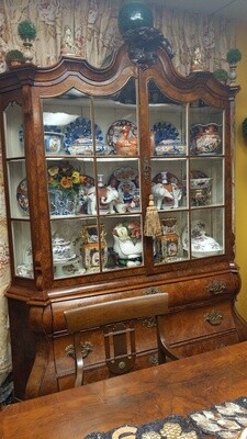 18th Century Kettle Base Dutch Burl Walnut Display Cabinet