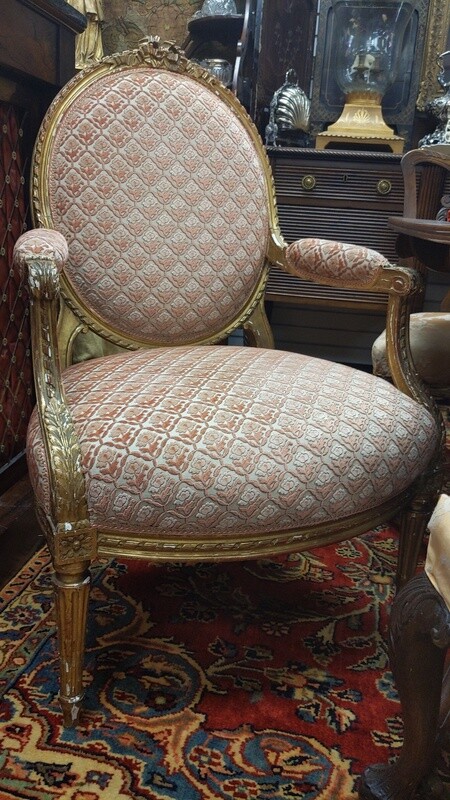 Pair of 19th Century Gilt French Louis XVI Armchairs