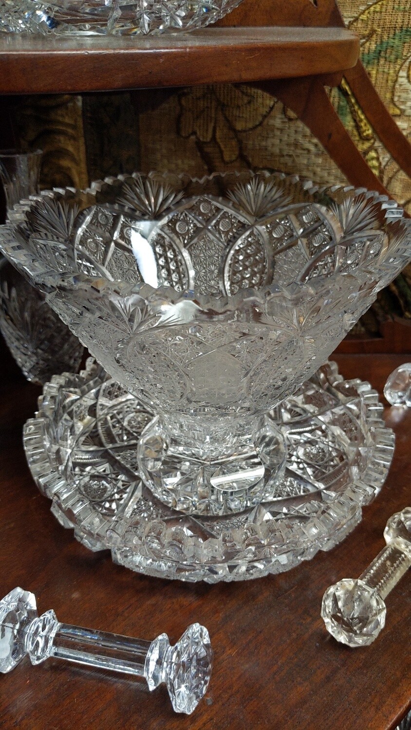 American Brilliant Cut Glass Footed Bowl