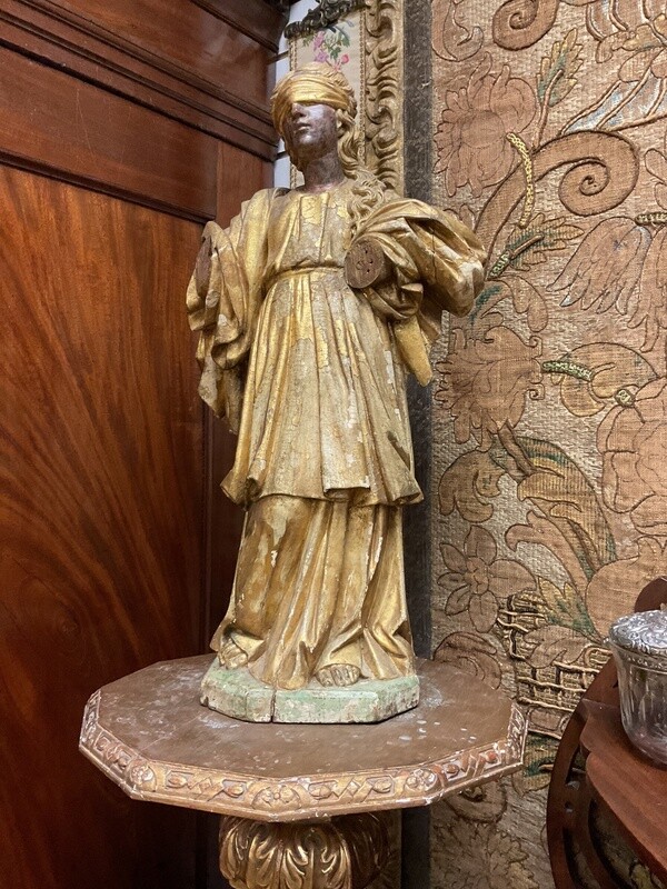 Carved and Gilt Wood Figure of Blind Justice
