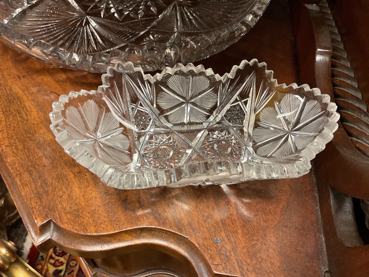 American Brilliant Cut Glass Oval Dish