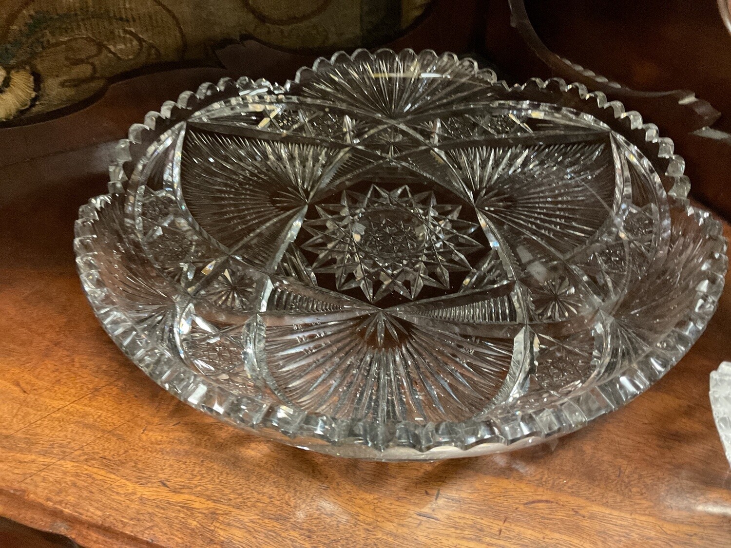 American Brilliant Cut Shallow Glass Tray