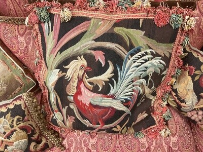 Large Rooster Aubusson Pillow