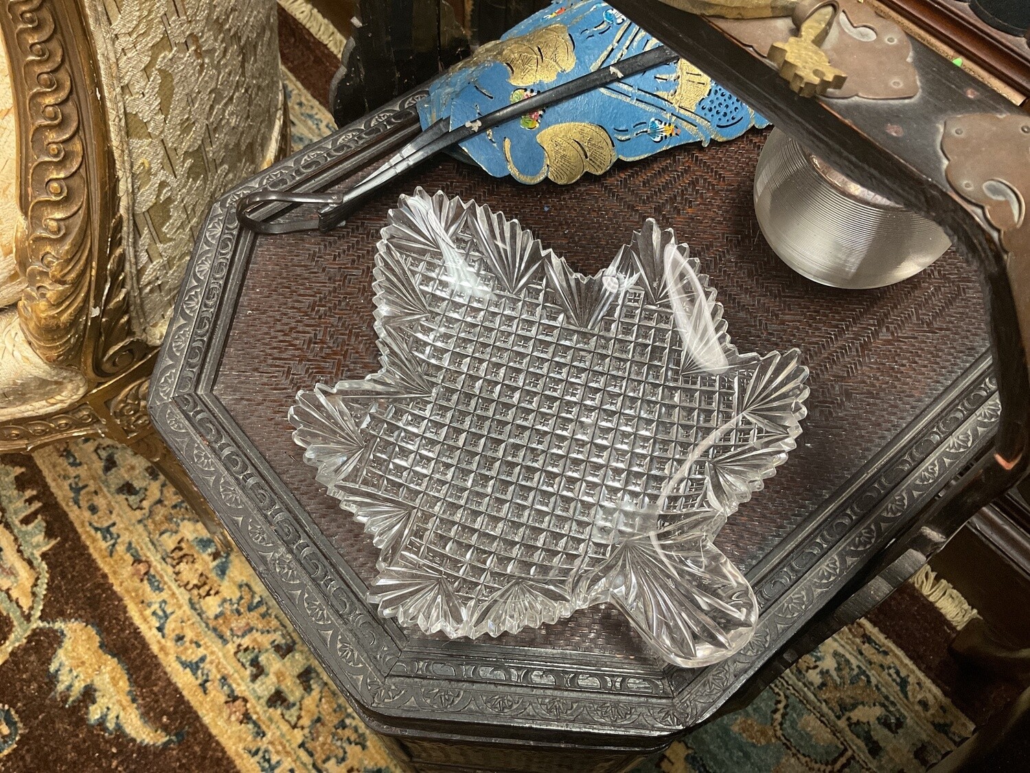 American Brilliant Cut Glass Maple Leaf Tray