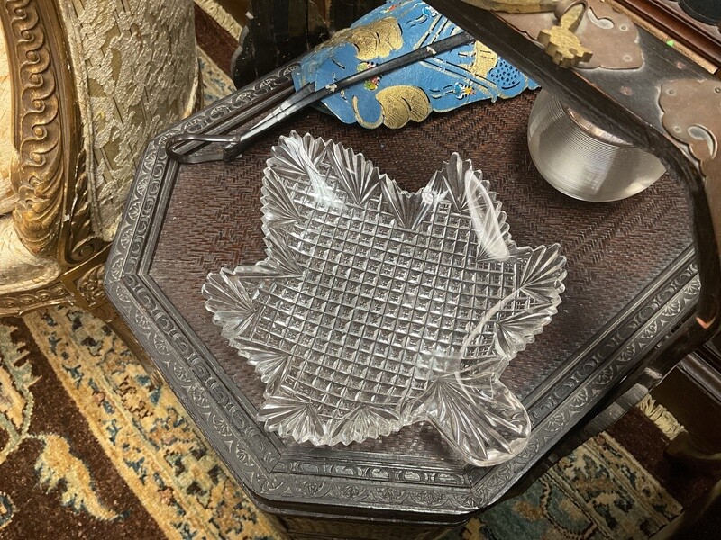 American Brilliant Cut Glass Maple Leaf Tray