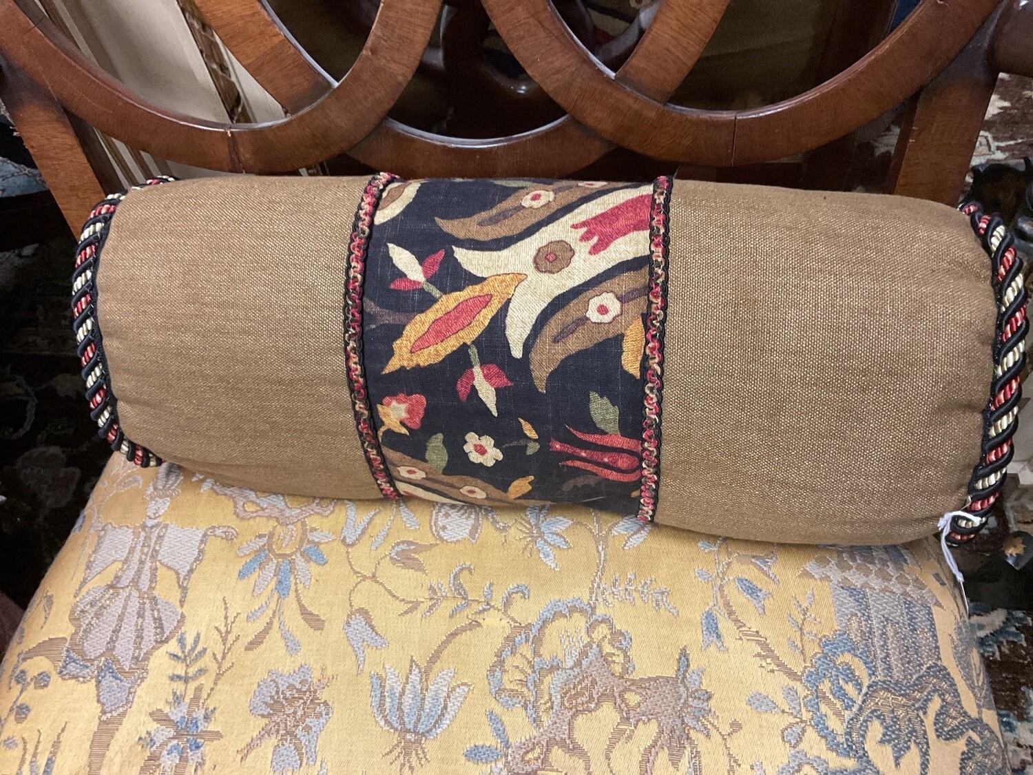 Brown Linen Bolster Pillow
