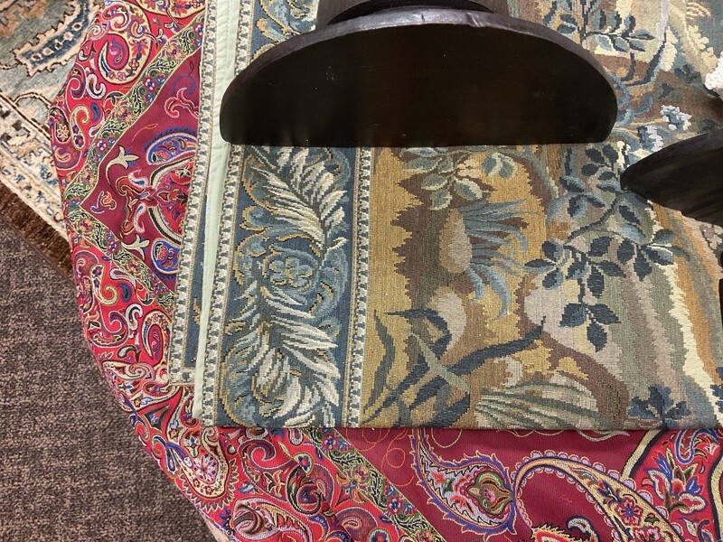 French Table Top Tapestry in Green and Blue