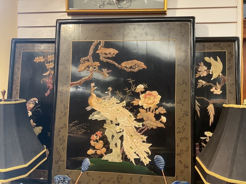 Japanese Lacquer Three Panel Screen